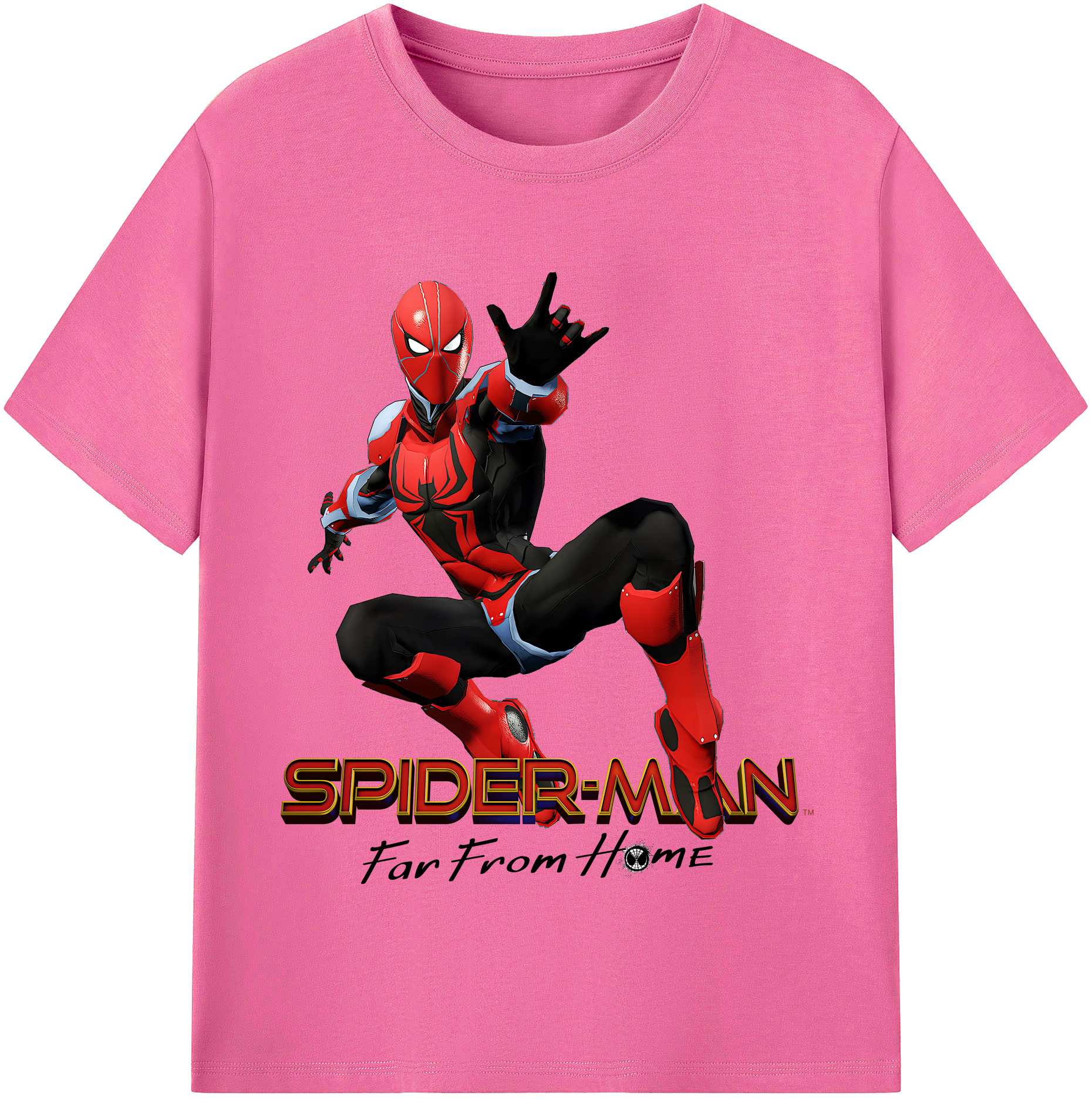 （画像用） Spider Man スパイダーマン レディースカジュアルプリントTシャツ（綿100％）